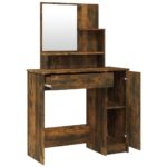 vidaXL Toaletný stolík so zrkadlom dymový dub 86,5x35x136 cm – Obrázok 7