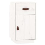 vidaXL Súprava toaletného stolíka s LED biela masívna borovica – Obrázok 9