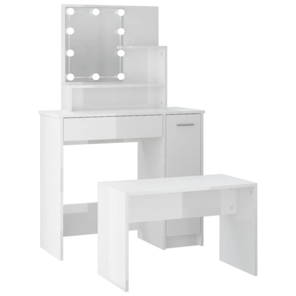 VXL8720287100614_a_en_hd_1.jpg vidaXL Sada toaletného stolíka s LED lesklá biela spracované drevo – Obrázok 2