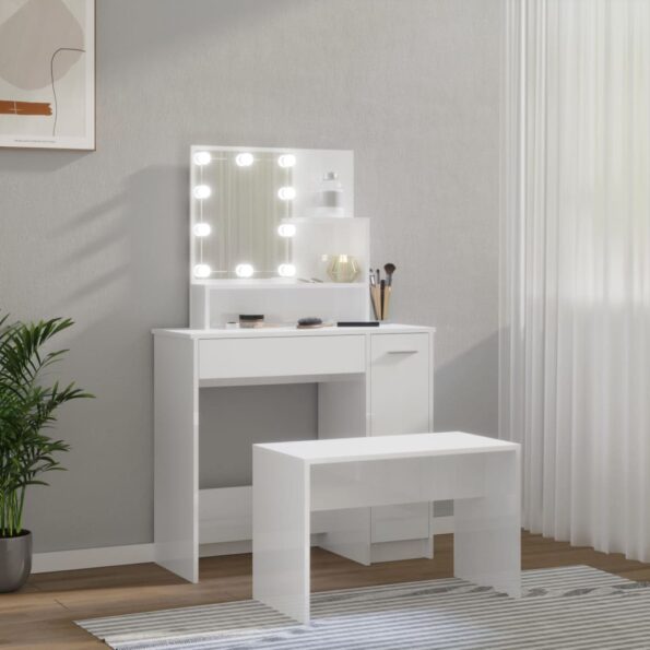 VXL8720287100614_g_en_hd_2.jpg vidaXL Sada toaletného stolíka s LED lesklá biela spracované drevo – Obrázok 4
