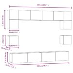 vidaXL 8-dielna súprava TV skriniek betónová sivá spracované drevo – Obrázok 11