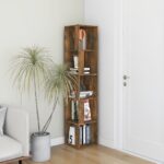 vidaXL Rohová skrinka dymový dub 33x33x164,5 cm spracované drevo – Obrázok 5