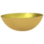vidaXL Umývadlo sklo 50x37x14 cm zlaté – Obrázok 2
