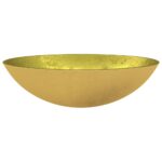 vidaXL Umývadlo sklo 50x37x14 cm zlaté – Obrázok 3