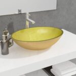 vidaXL Umývadlo sklo 50x37x14 cm zlaté