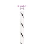 vidaXL Pracovné lano biele 10 mm 100 m polyester – Obrázok 6