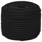 vidaXL Pracovné lano čierne 12 mm 100 m polyester – Obrázok 2