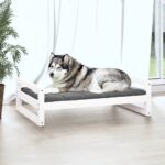 vidaXL Psia posteľ biela 105,5x75,5x28 cm borovicový masív – Obrázok 3