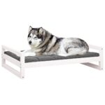 vidaXL Psia posteľ biela 105,5x75,5x28 cm borovicový masív – Obrázok 4