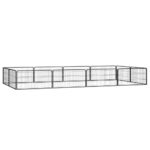 vidaXL Ohrádka pre psov 12 panelov čierna 100x50 cm práškovaná oceľ
