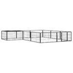 vidaXL Ohrádka pre psov 12 panelov čierna 100x50 cm práškovaná oceľ