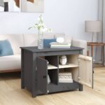 vidaXL Konferenčný stolík sivý 71x49x55 cm borovicový masív – Obrázok 3