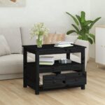 vidaXL Konferenčný stolík čierny 71x49x55 cm borovicový masív – Obrázok 2