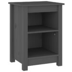 vidaXL Nočné stolíky 2 ks sivé 40x35x55 cm masívne borovicové drevo – Obrázok 3