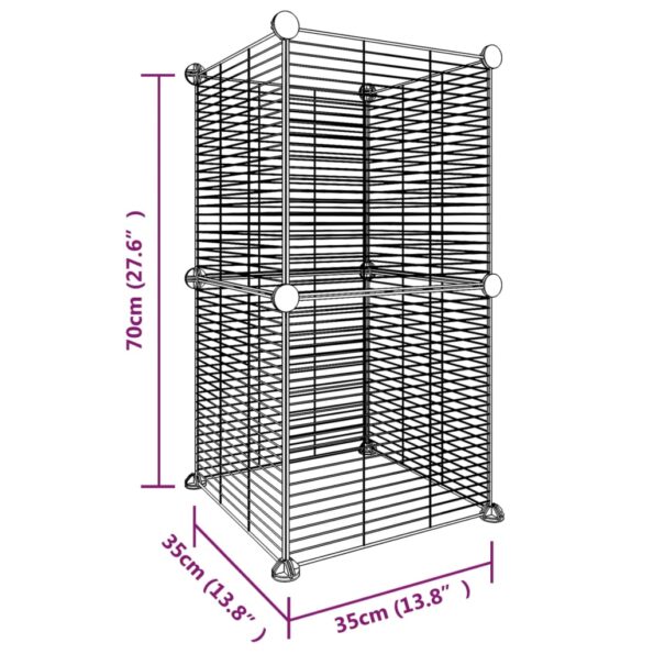 VXL8720287190677_g_en_hd_2.jpg VidaXL 8-panelová klietka pre domáce zvieratá čierna 35x35 cm oceľ – Obrázok 4