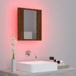 vidaXL LED zrkadlová skrinka hnedý dub 40x12x45 cm kompozitné drevo – Obrázok 3