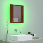 vidaXL LED zrkadlová skrinka hnedý dub 40x12x45 cm kompozitné drevo – Obrázok 4