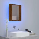 vidaXL LED zrkadlová skrinka hnedý dub 40x12x45 cm kompozitné drevo – Obrázok 5