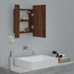 vidaXL LED zrkadlová skrinka hnedý dub 40x12x45 cm kompozitné drevo – Obrázok 6