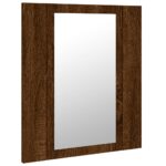 vidaXL LED zrkadlová skrinka hnedý dub 40x12x45 cm kompozitné drevo – Obrázok 9