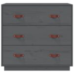 vidaXL Komoda sivá 80x40x75 cm borovicový masív – Obrázok 3