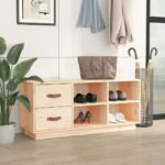 vidaXL Lavica na topánky 100x34x45 cm masívna borovica – Obrázok 3