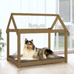 vidaXL Posteľ pre psa medovohnedá 101x70x90 cm borovicový masív – Obrázok 3