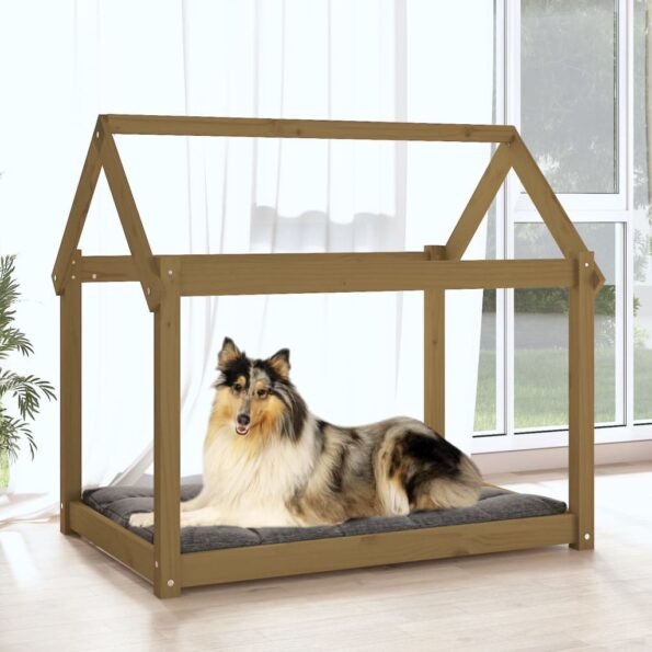 vidaXL Posteľ pre psa medovohnedá 101x70x90 cm borovicový masív – Obrázok 3