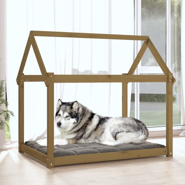 vidaXL Posteľ pre psa medovohnedá 111x80x100 cm borovicový masív – Obrázok 3