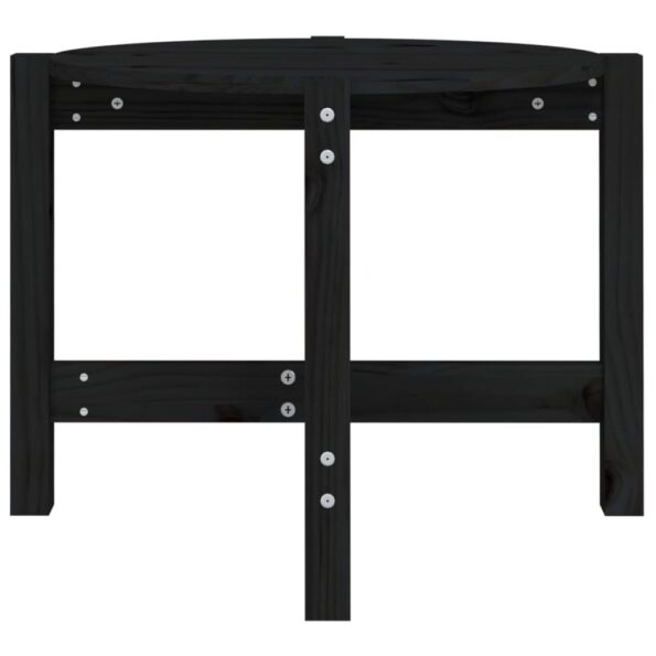 vidaXL Konferenčný stolík čierny Ø 62,5x45 cm borovicový masív – Obrázok 5