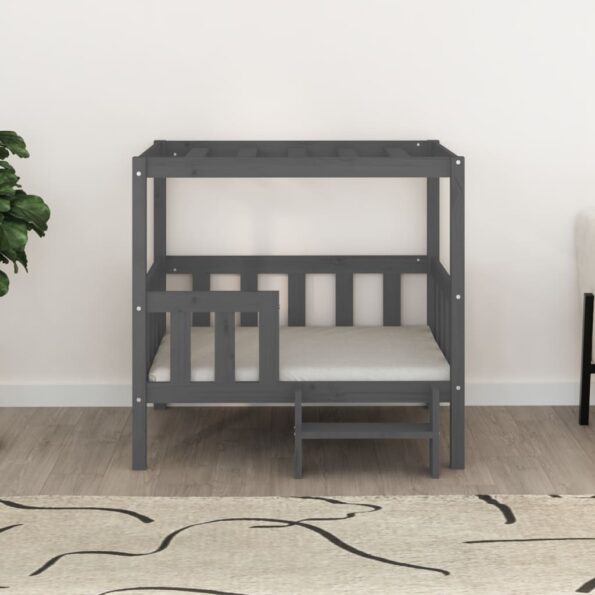 vidaXL Posteľ pre psa sivý 95,5x73,5x90 cm borovicový masív – Obrázok 3