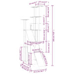 vidaXL Škrabadlo pre mačky so sisalovými stĺpikmi bledosivé 190 cm – Obrázok 7