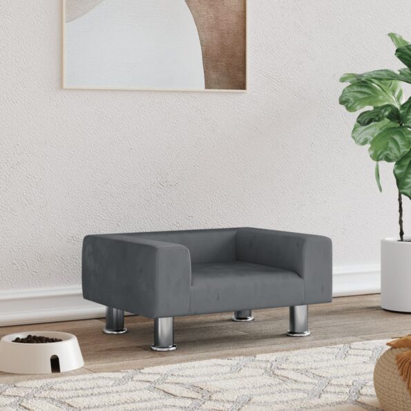 vidaXL Pelech pre psa tmavosivý 50x40x26,5 cm zamat – Obrázok 2