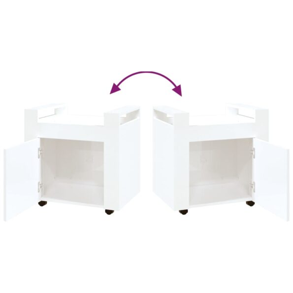 vidaXL Stolový vozík lesklý biely 60x45x60 cm spracované drevo – Obrázok 9