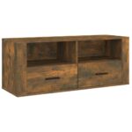 vidaXL TV skrinka dymový dub 100x35x40 cm spracované drevo – Obrázok 2