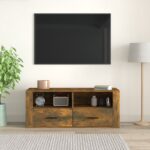 vidaXL TV skrinka dymový dub 100x35x40 cm spracované drevo – Obrázok 3