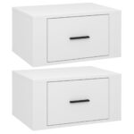 vidaXL Nástenné nočné stolíky 2 ks lesklé biele 50x36x25 cm – Obrázok 2