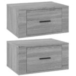 vidaXL Nástenné nočné stolíky 2 ks sivé dub sonoma 50x36x25 cm – Obrázok 2