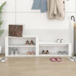 vidaXL Botník lesklý biely 150x35x45 cm spracované drevo – Obrázok 3