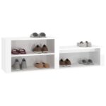 vidaXL Botník lesklý biely 150x35x45 cm spracované drevo – Obrázok 4