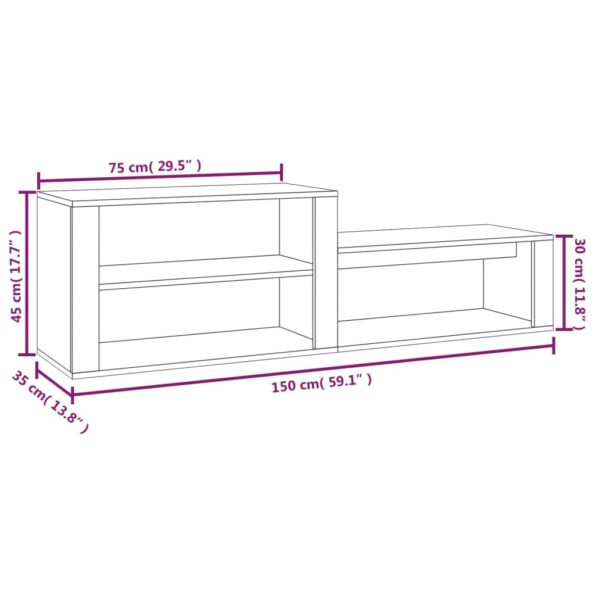 vidaXL Botník lesklý biely 150x35x45 cm spracované drevo – Obrázok 9