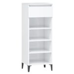 vidaXL Regál na topánky lesklý biely 40x36x105 cm spracované drevo – Obrázok 2