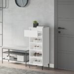 vidaXL Regál na topánky lesklý biely 40x36x105 cm spracované drevo – Obrázok 3