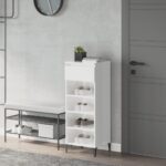 vidaXL Regál na topánky lesklý biely 40x36x105 cm spracované drevo