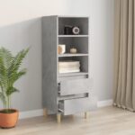 vidaXL Vysoká skrinka betónová sivá 40x36x110 cm spracované drevo – Obrázok 6