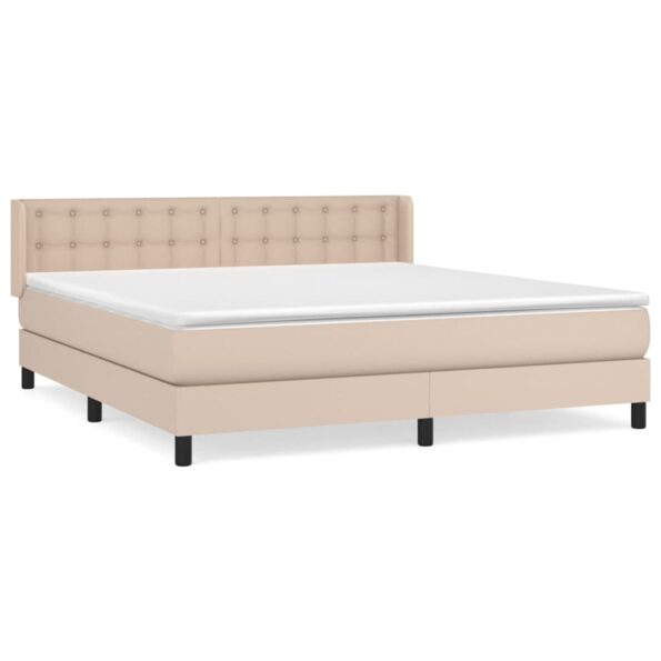vidaXL Boxspring posteľ s matracom kapučínová 160x200 cm umelá koža – Obrázok 2