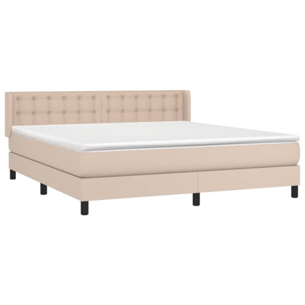 vidaXL Boxspring posteľ s matracom kapučínová 160x200 cm umelá koža – Obrázok 3
