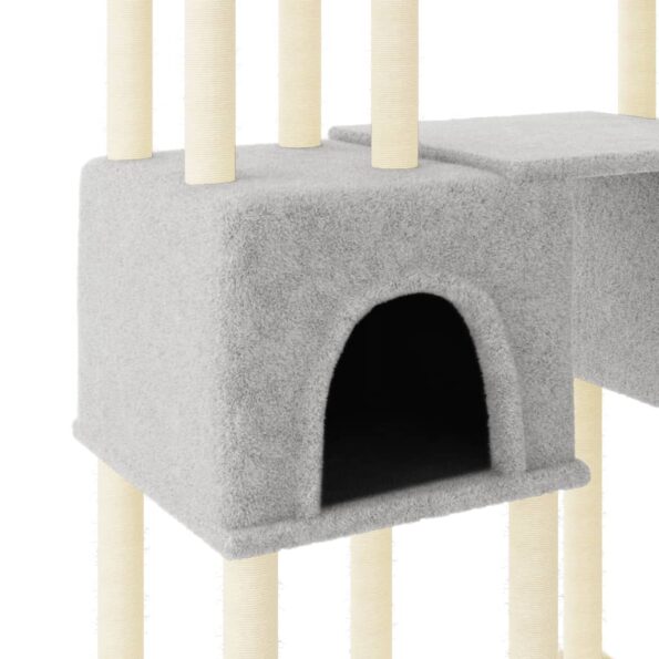 VXL8720845417192_g_en_hd_4.jpg vidaXL Škrabadlo pre mačky so sisalovými stĺpikmi bledosivé 199 cm – Obrázok 6