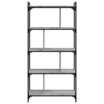 vidaXL Knižnica 5-poschodová sivá sonoma 76x32x158 cm kompozitné drevo – Obrázok 4