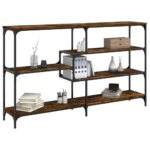 vidaXL Konzolový stolík dymový dub 160x32x95 cm kompozitné drevo – Obrázok 3